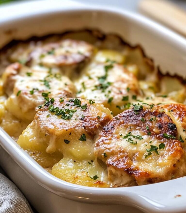 SMOTHERED PORK CHOP SCALLOPED POTATO CASSEROLE - Skinny Daily Recipes